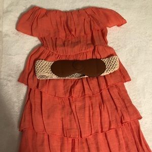 Pinkish/Peach Color Strapless Mini Dress